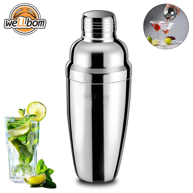 750ml Cocktail Shaker,Stainless Steel Insulated with Jigger Cap & Strainer, Martini Shaker for Drinks Bar Home U